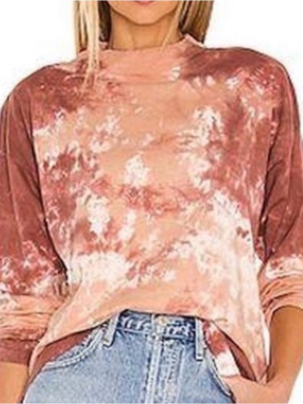 #812 WE THE FREE Be Free Blush/Rust Tie Dye L/S Tee (flaw)